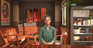 Image shows adult avatar in teacher's office