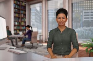 Female Avatar Sitting in an Office