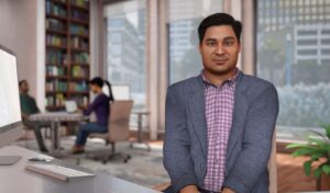Man sat in office